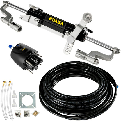 Hydraulic Boat Steering Kit with Helm Pump & Cylinder for 300HP Outboard Motors