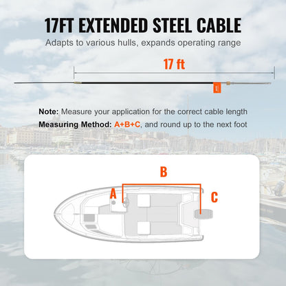 Marine Rotary Steering Cable, 5.2m, 500kg Capacity, High Tensile Strength