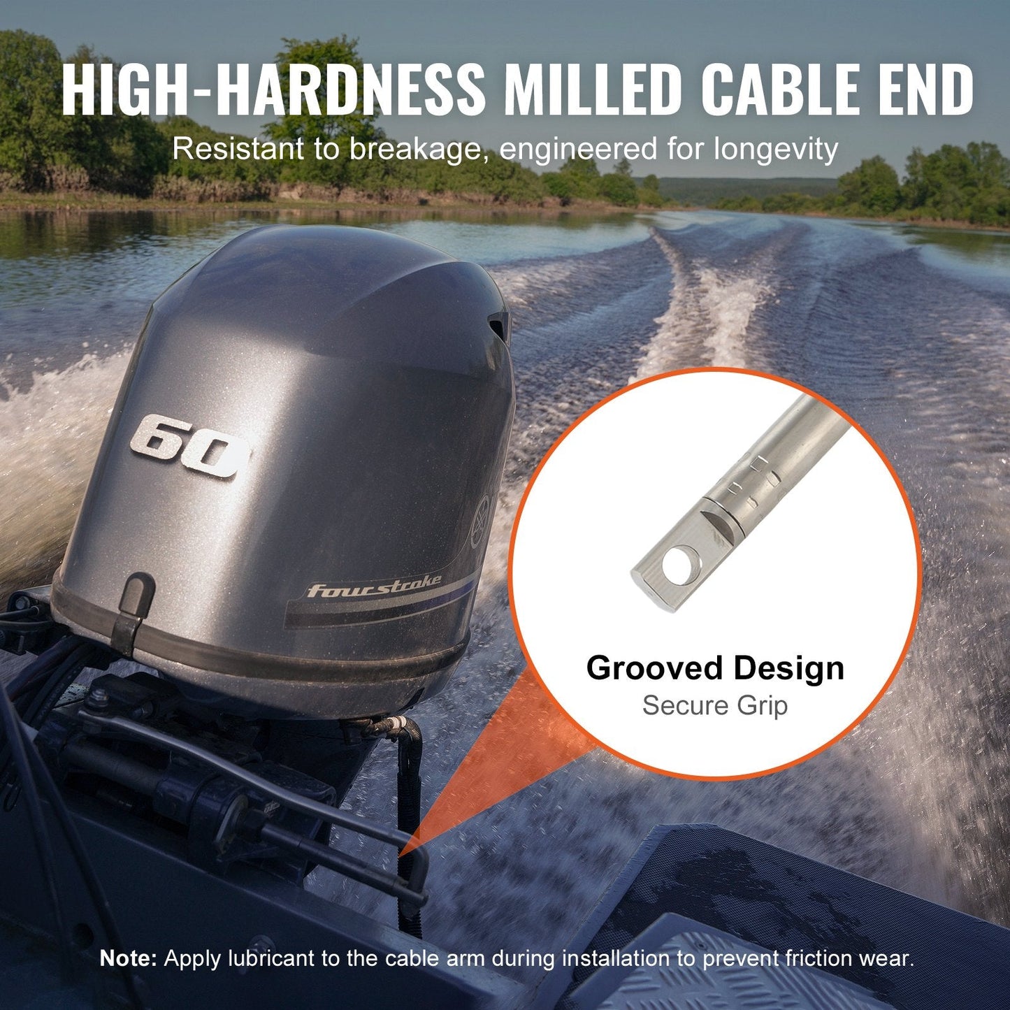 Marine Rotary Steering Cable, 5.2m, 500kg Capacity, High Tensile Strength