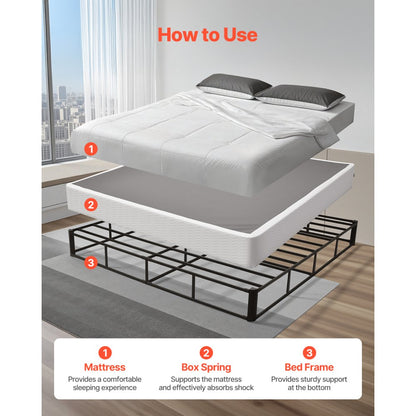 VEVOR Box Spring King Size Bed Frame with Fabric Cloth 79.1L x 75.8W x 9.1H in