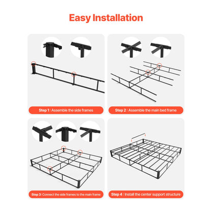 VEVOR Box Spring King Size Bed Frame with Fabric Cloth 79.1L x 75.8W x 9.1H in