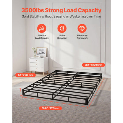 VEVOR Box Spring Queen Size Bed Frame with Fabric Cloth 79.1L x 59.6W x 5.1H in