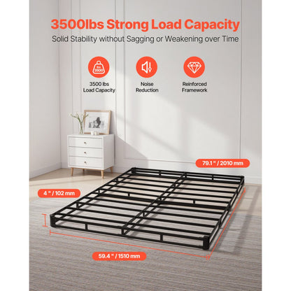 VEVOR Box Spring Queen Size Bed Frame with Fabric Cloth 79.1 L x 59.4 W x 4 H in