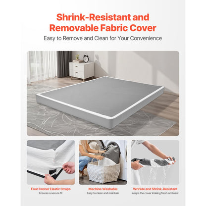 VEVOR Box Spring Queen Size Bed Frame with Fabric Cloth 79.1 L x 59.4 W x 4 H in