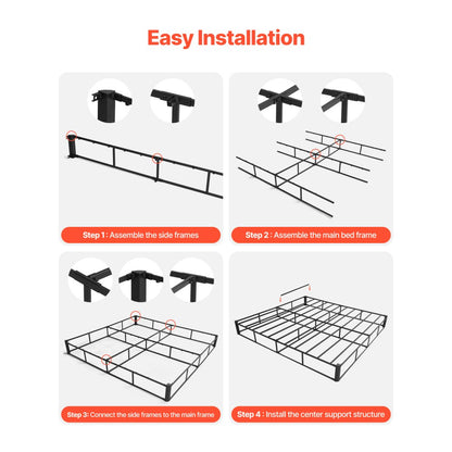 VEVOR Box Spring Queen Size Bed Frame with Fabric Cloth 79.1L x 59.6W x 9.1H in