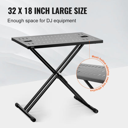 Portable DJ Table with Adjustable Height and Double-X Keyboard Stand