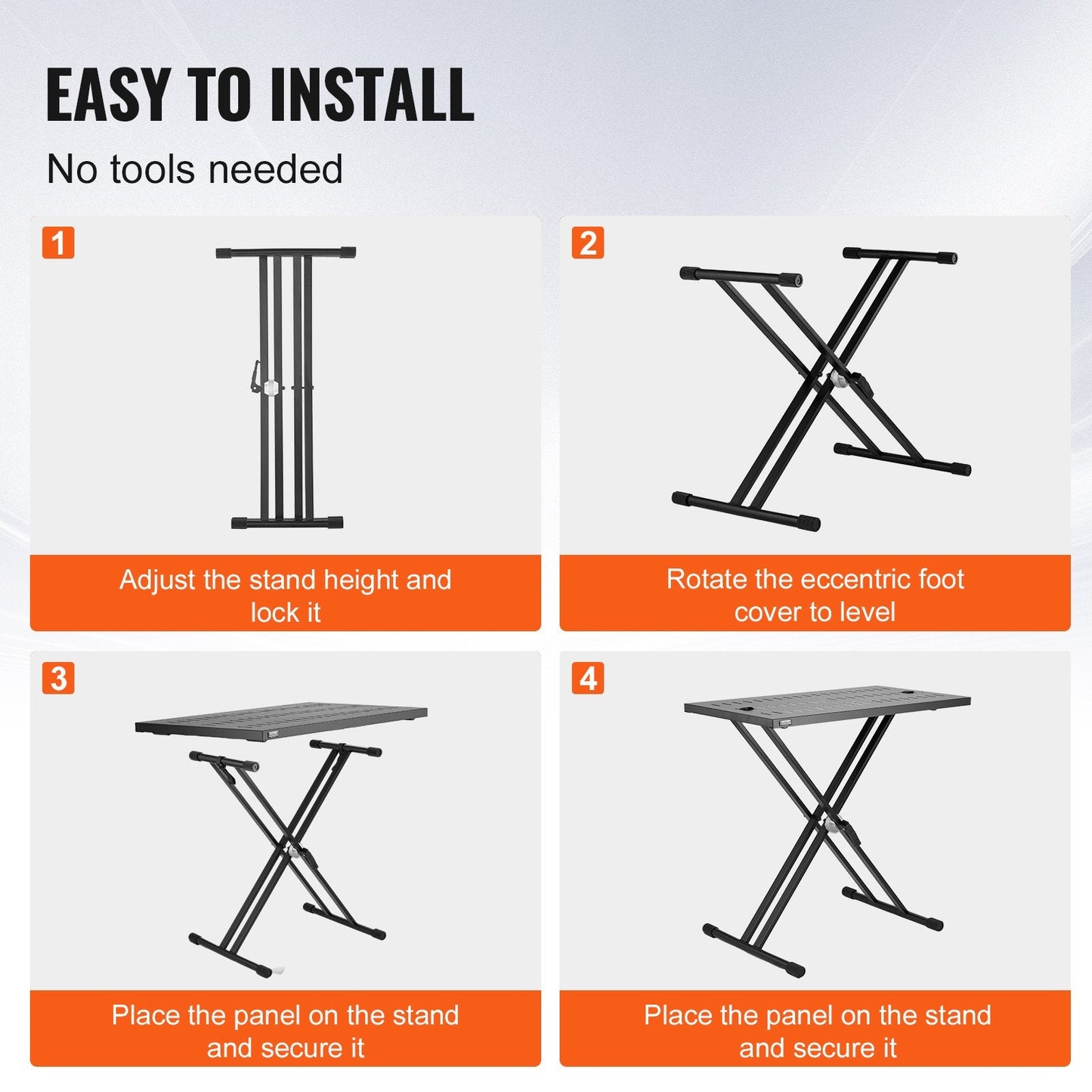 Portable DJ Table with Adjustable Height and Double-X Keyboard Stand
