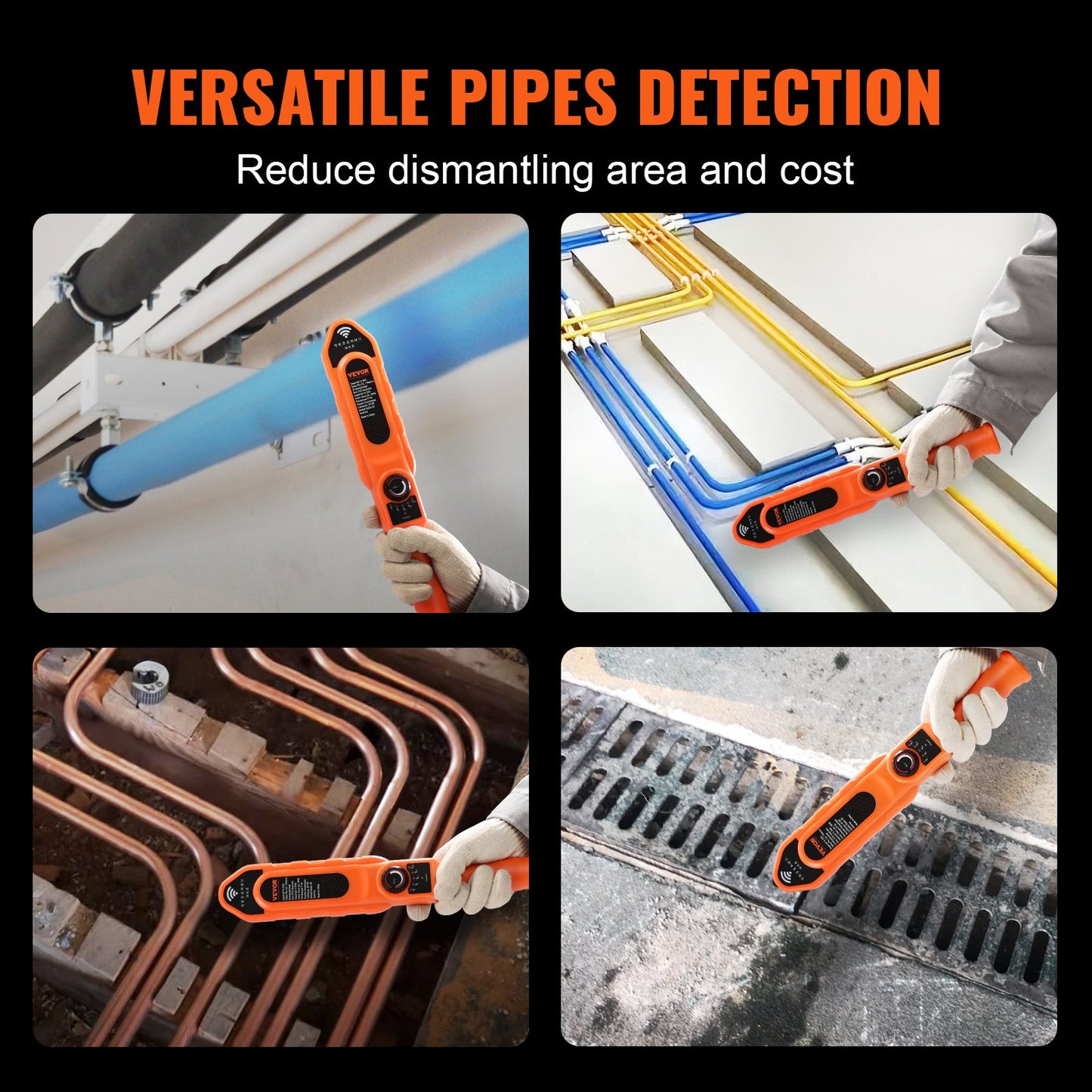 VEVOR Pipe Locators, 100ft/30m PVC Pipe Locators Underground, IP67 Waterproof Pipe