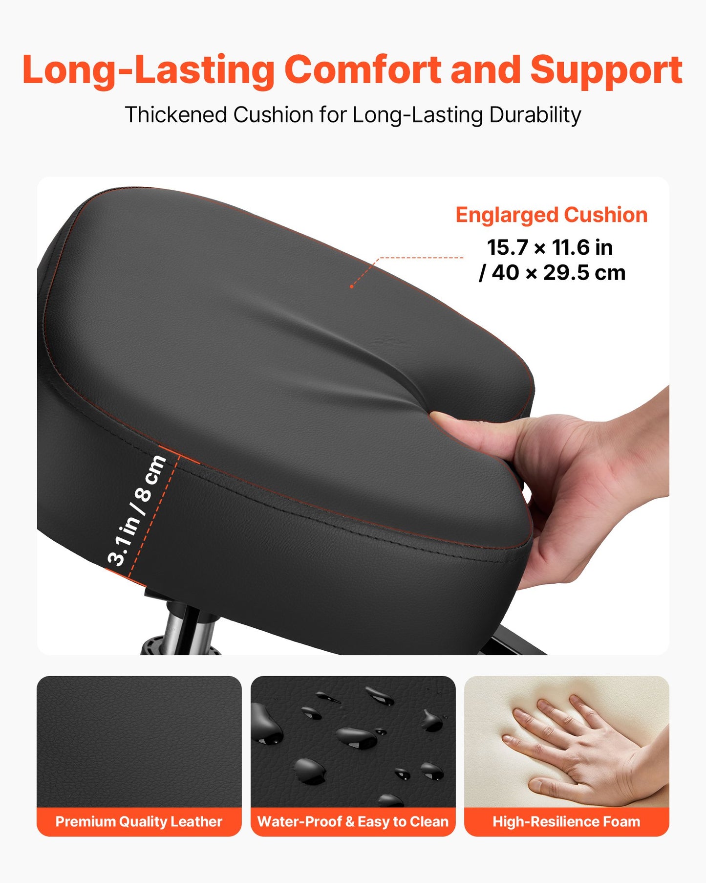 Ergonomic Kneeling Chair with Backrest & Wheels, Mobile X-Shaped Posture Knee Chair with Adjustable Height & Thick Foam Cushions, Relief for Neck or Back Pain for Home, Office, Meditation, Black