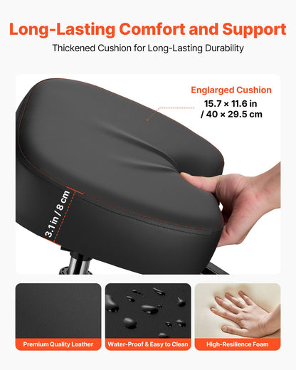 Ergonomic Kneeling Chair with Backrest & Wheels, Mobile X-Shaped Posture Knee Chair with Adjustable Height & Thick Foam Cushions, Relief for Neck or Back Pain for Home, Office, Meditation, Black