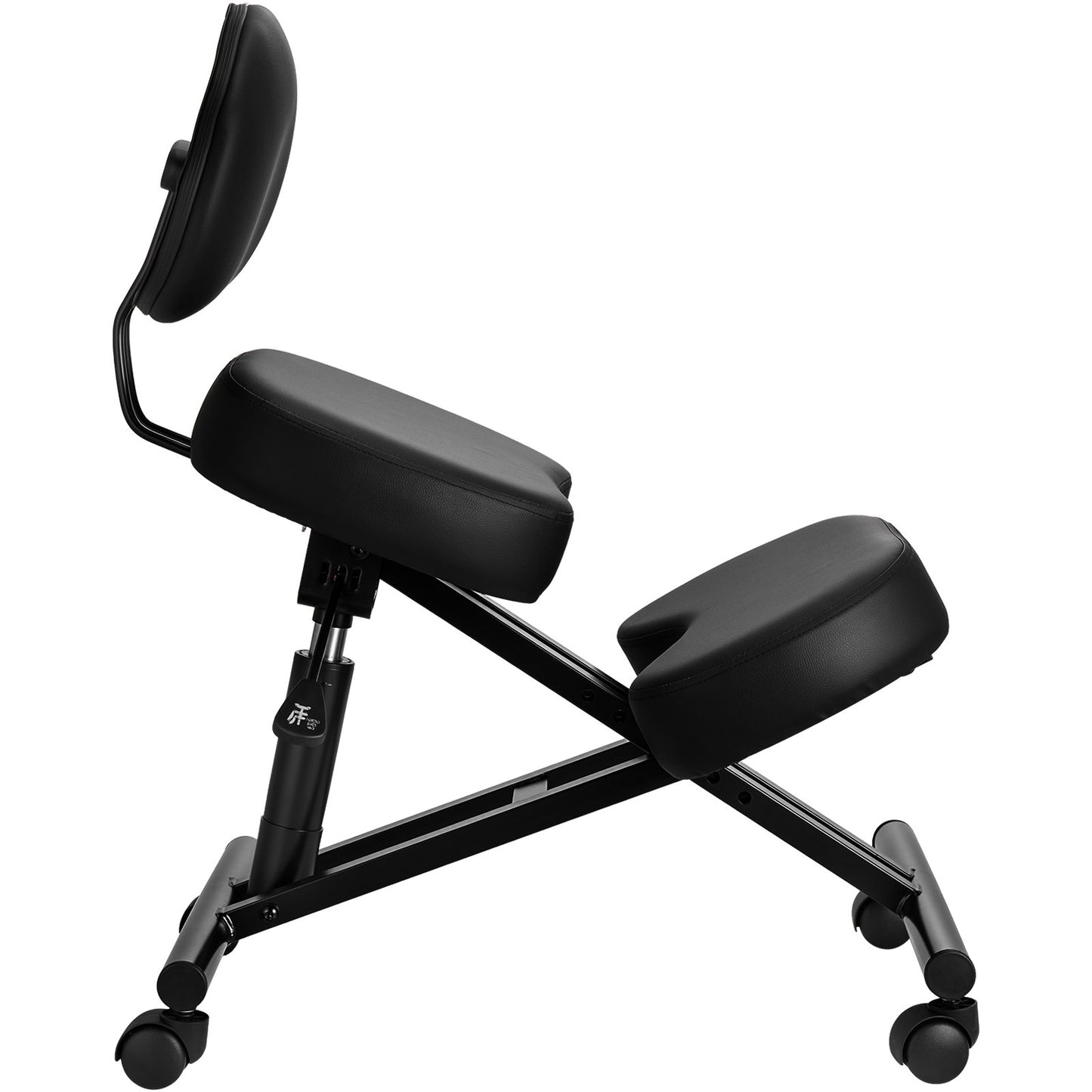 Ergonomic Kneeling Chair with Backrest & Wheels, Mobile X-Shaped Posture Knee Chair with Adjustable Height & Thick Foam Cushions, Relief for Neck or Back Pain for Home, Office, Meditation, Black