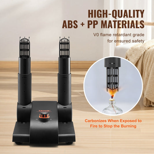 Foldable Shoe and Boot Dryer with Heat Blower, Adjustable Timer, Black/Orange