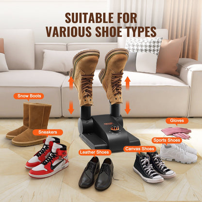 Foldable Shoe and Boot Dryer with Heat Blower, Adjustable Timer, Black/Orange