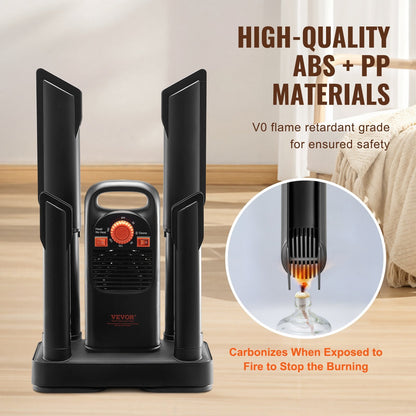 4-Tube Detachable Shoe Dryer with Timer, Black & Orange, Quick Drying