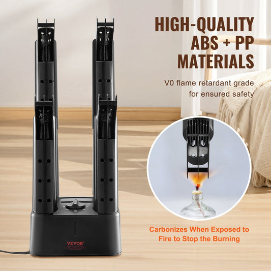 Detachable Shoe Dryer with Heat Blower & Timer, Black/Orange, 4 Tubes, 1.5 m Cord