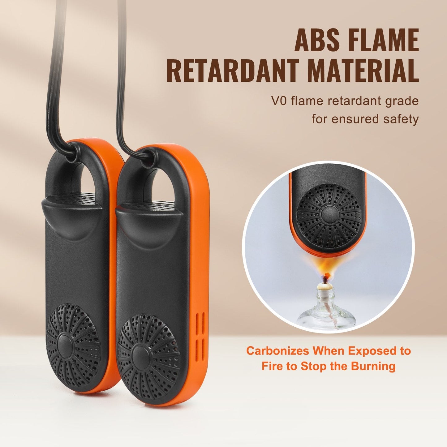 Portable Shoe & Boot Dryer with UVA Light, 1.5m Cord, Black/Orange, 0.25kg