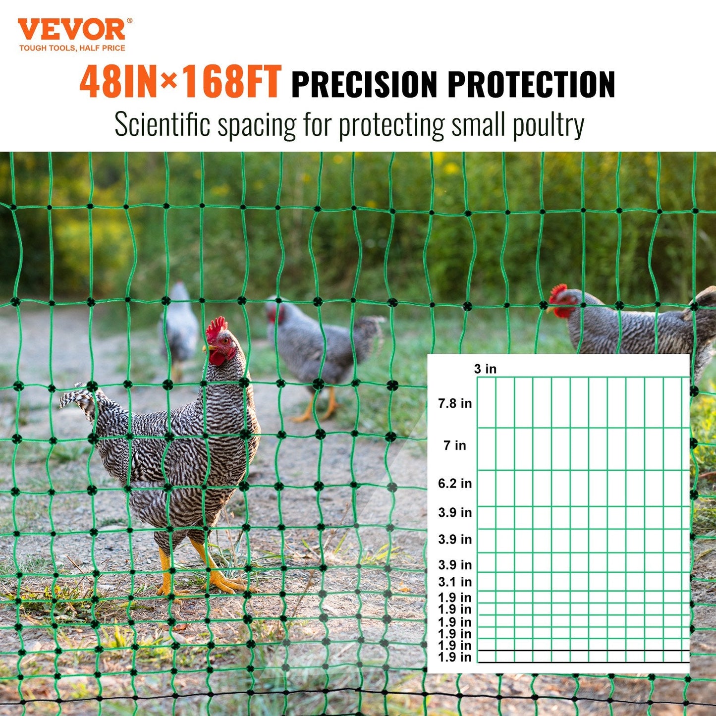 Electric Fence Netting Kit, 1.21 x 51.2 m, with Posts & Double-Spiked Stakes