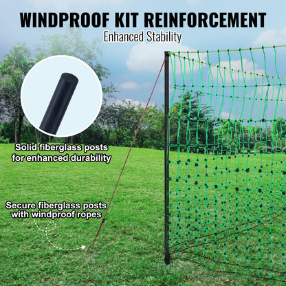 VEVOR Electric Fence Netting, 1.21 x 51.2 m, PE Net Fencing Kit with Posts & Double-Spiked