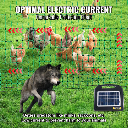 VEVOR Electric Fence Netting, 1.21 x 51.2 m, PE Net Fencing Kit with Posts & Double-Spiked