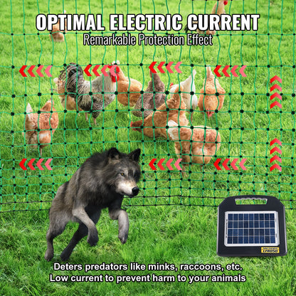 Electric Fence Netting Kit, 1.21 x 51.2 m, with Posts & Double-Spiked Stakes