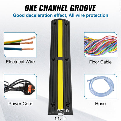 4-Piece 1-Meter Cable Protector Ramp, 8164 kg Capacity, Anti-Slip Design