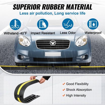 4-Piece 1-Meter Cable Protector Ramp, 8164 kg Capacity, Anti-Slip Design