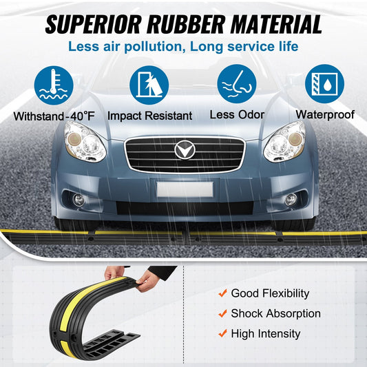 4-Piece 1-Meter Cable Protector Ramp, 8164 kg Capacity, Anti-Slip Design