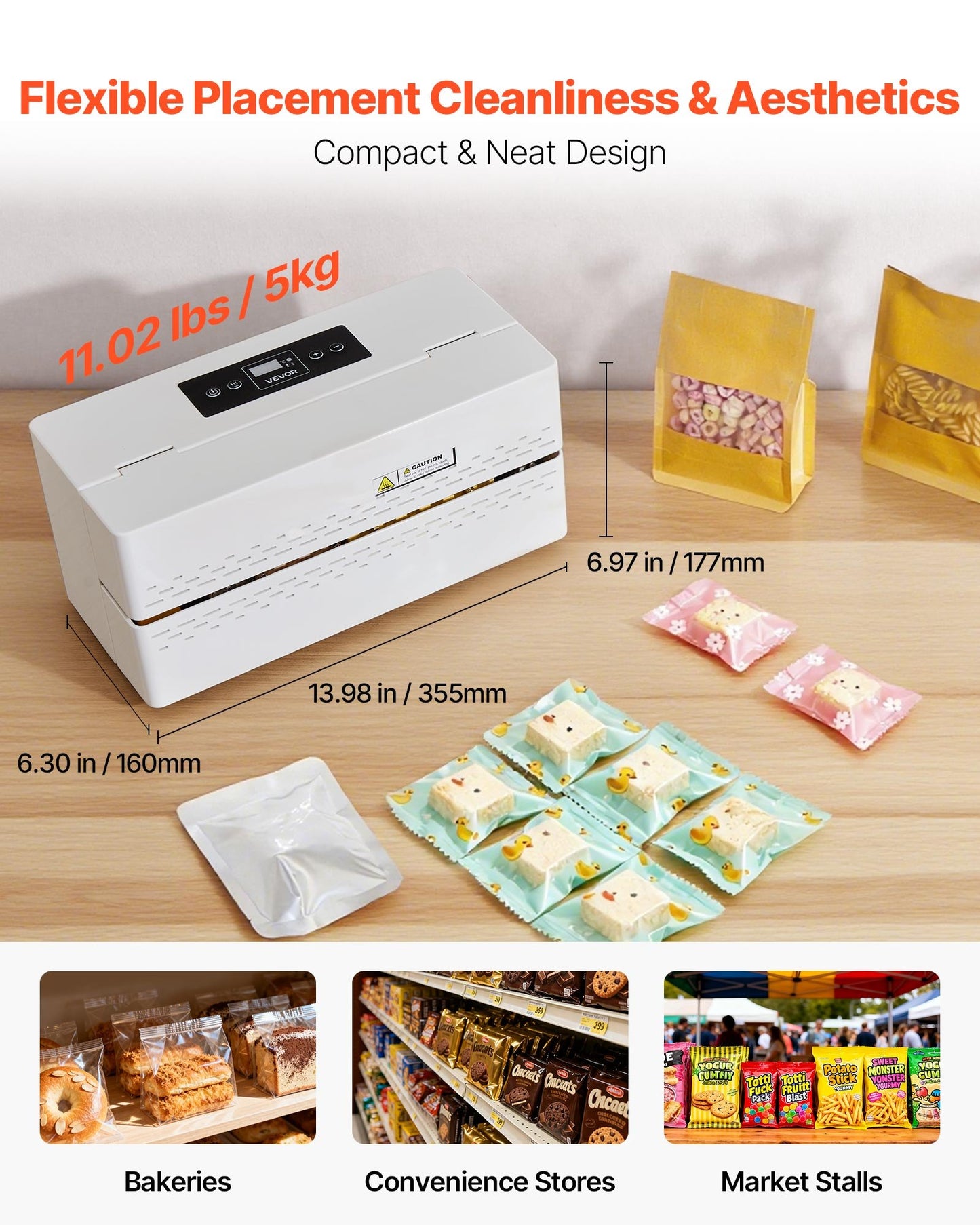 Continuous Sealing Machine, 8-12 mm Seal Width, Automatic Continuous Band Sealer with Digital Temperature Control, Automatic Shutdown, Portable Heat Sealing Machine for 0.06-0.2 mm Plastic Bags
