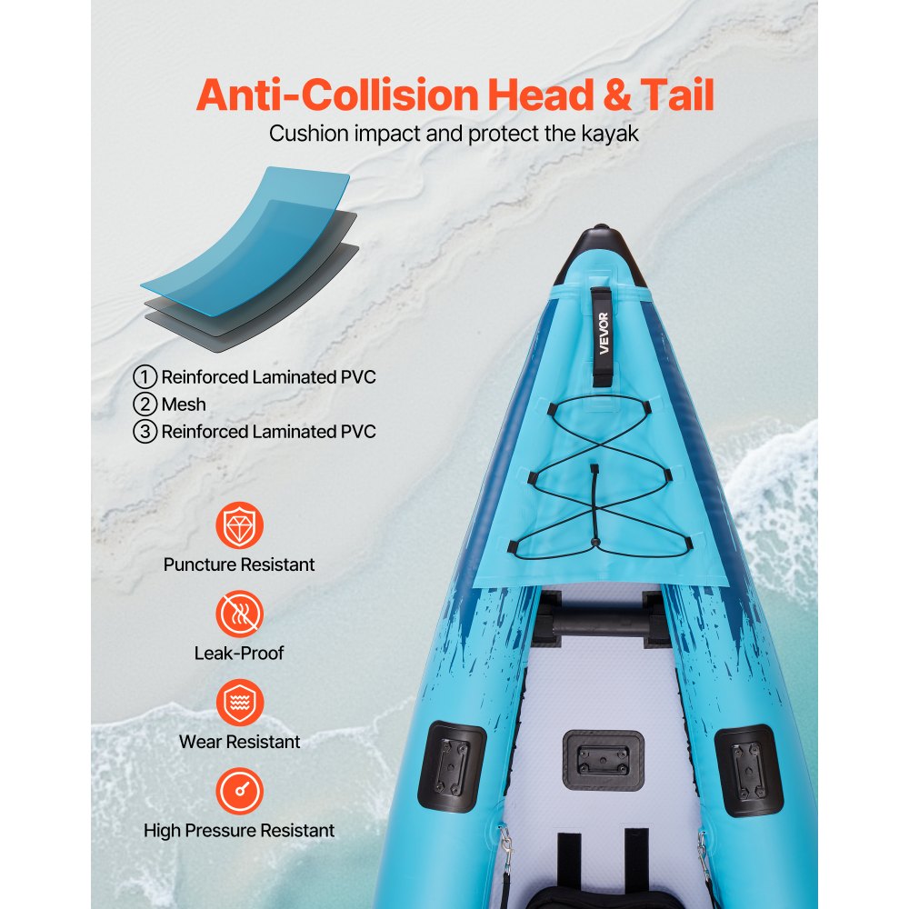 Inflatable Kayak 2-Person Inflatable Recreational Kayak 318kg Capacity