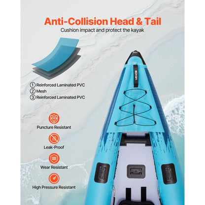Inflatable Kayak 2-Person Inflatable Recreational Kayak 318kg Capacity