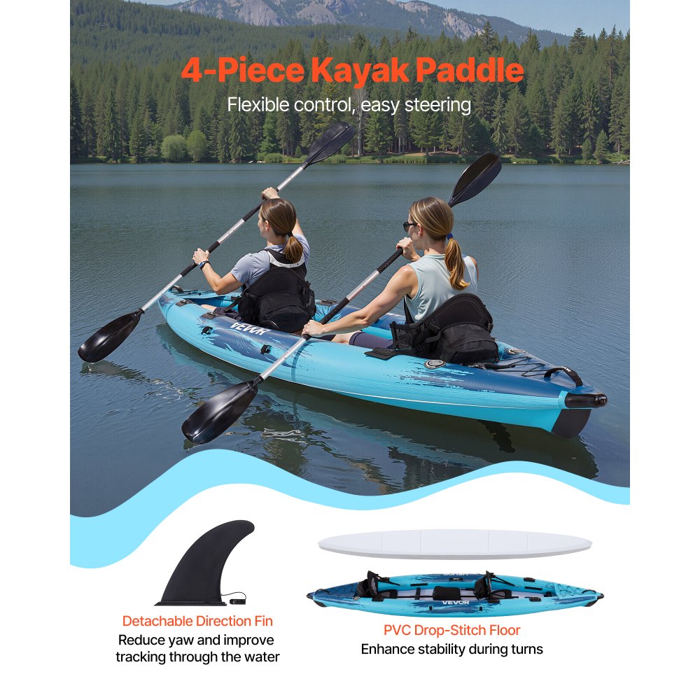 Inflatable Kayak 2-Person Inflatable Recreational Kayak 318kg Capacity