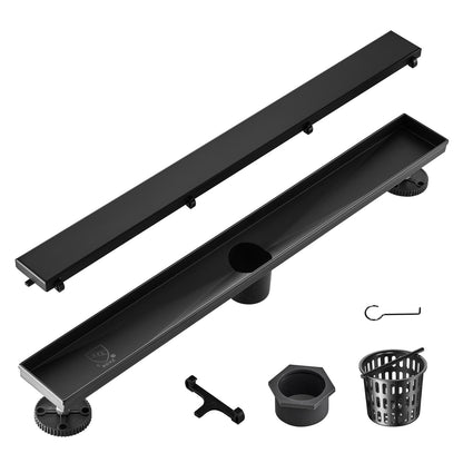 VEVOR 610mm Linear Shower Drain Offset with Tile Insert Cover,Brushed 304 Stainless
