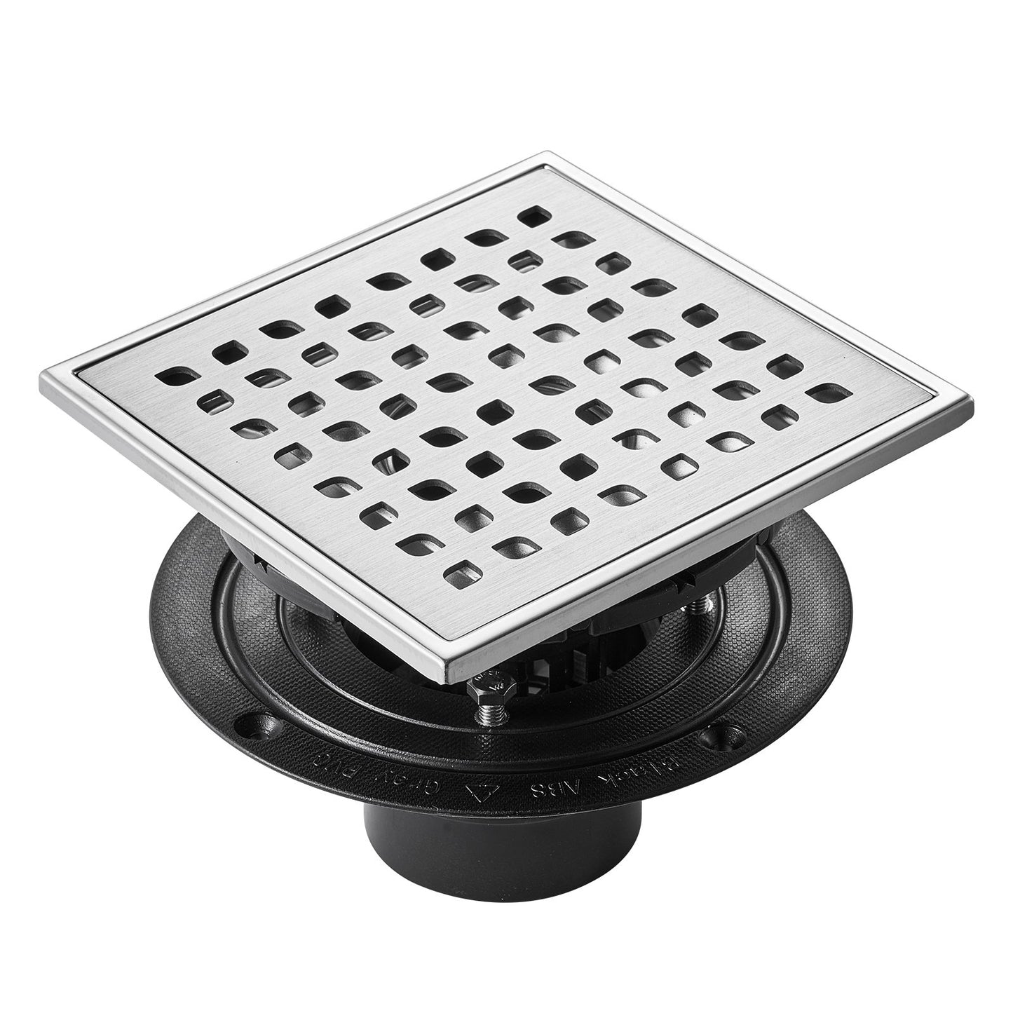 VEVOR 406mm Linear Shower Drain with Square Pattern Grate,Brushed 304 Stainless