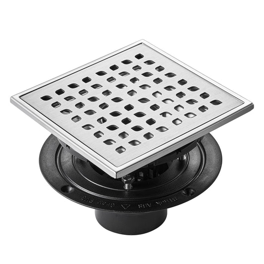 VEVOR 406mm Linear Shower Drain with Square Pattern Grate,Brushed 304 Stainless