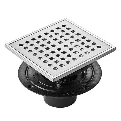406mm Stainless Steel Linear Shower Drain with Square Grate and Hair Strainer