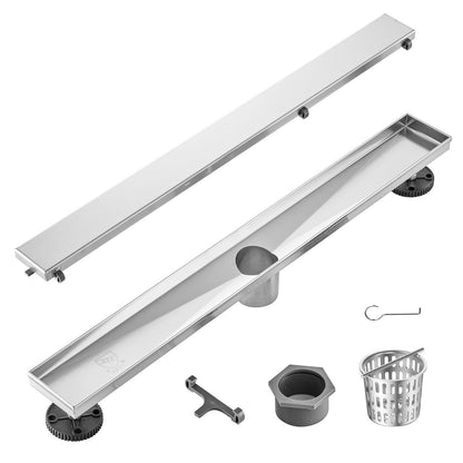 610mm Linear Shower Drain with Tile Insert, Brushed Stainless Steel