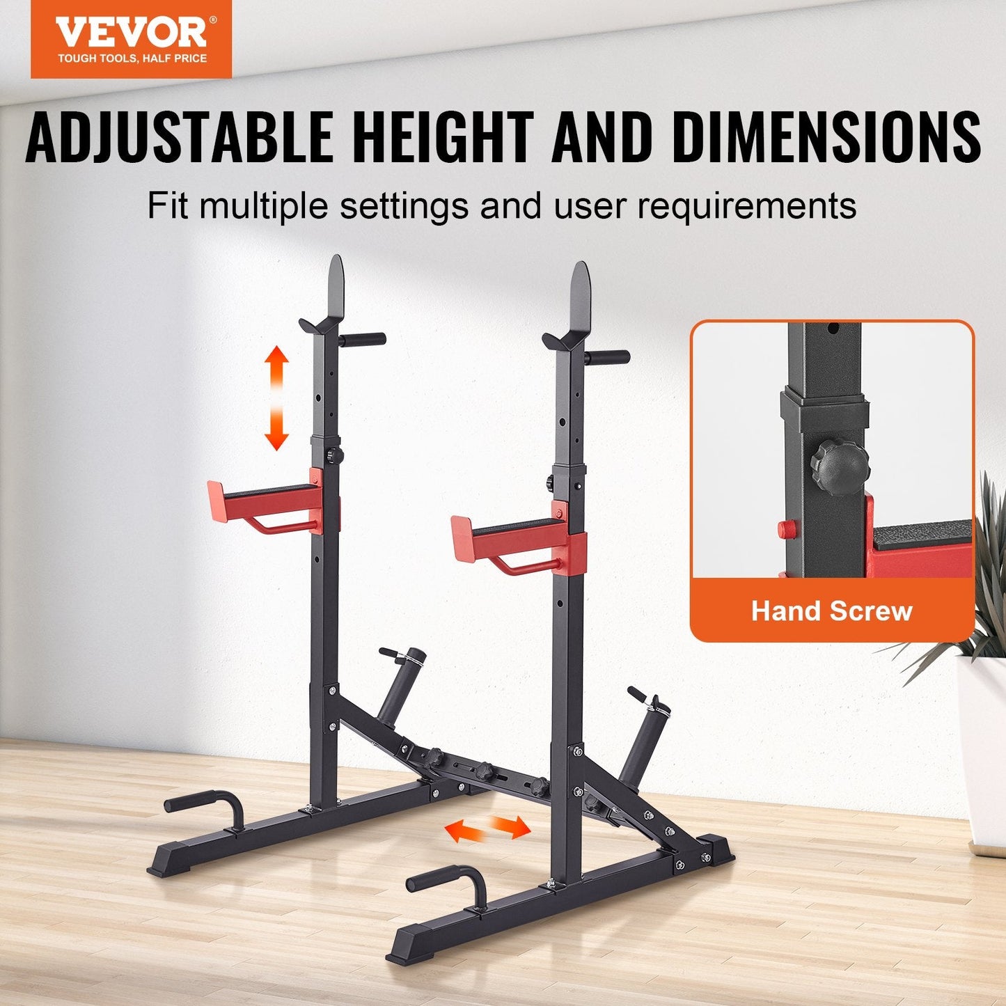 Adjustable Heavy Duty Squat Rack & Barbell Stand with Enhanced Safety Features