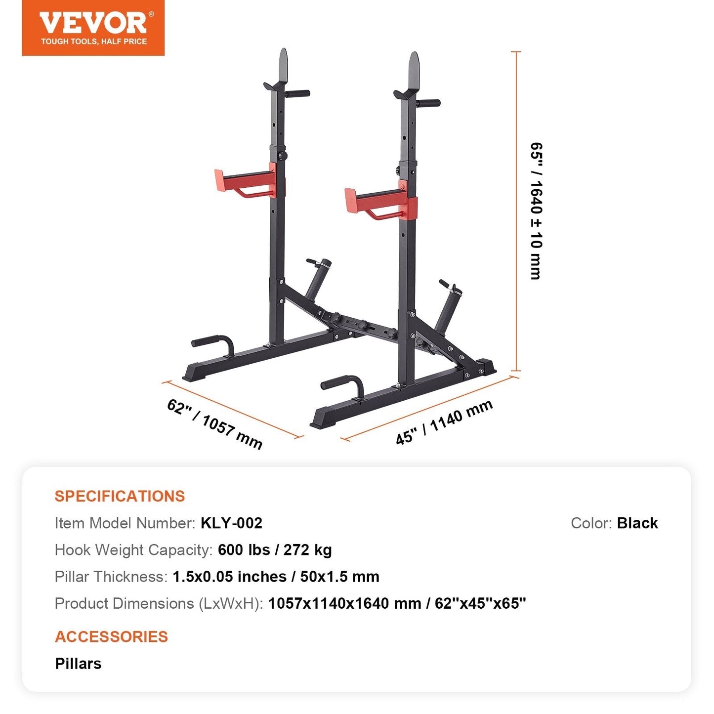 Adjustable Heavy Duty Squat Rack & Barbell Stand with Enhanced Safety Features