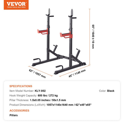 Adjustable Heavy Duty Squat Rack & Barbell Stand with Enhanced Safety Features