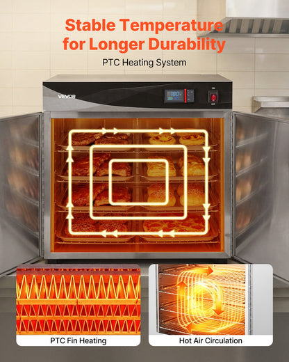 Electric Hot Box Food Warmer, 4-Tier Commercial Warming Cabinet with Water Tray, Double-Door and Adjustable Shelves, Stainless Steel Food Warmer Cabinet, for Restaurant, Kitchen, Pizza, Chicken
