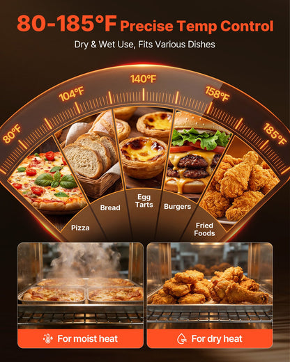 Electric Hot Box Food Warmer, 4-Tier Commercial Warming Cabinet with Water Tray, Double-Door and Adjustable Shelves, Stainless Steel Food Warmer Cabinet, for Restaurant, Kitchen, Pizza, Chicken