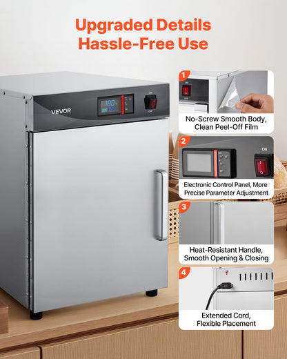 Electric Hot Box Food Warmer, 4-Tier Commercial Warming Cabinet with Water Tray, Single-Door and Adjustable Shelves, Stainless Steel Food Warmer Cabinet, for Restaurant, Kitchen, Pizza, Chicken