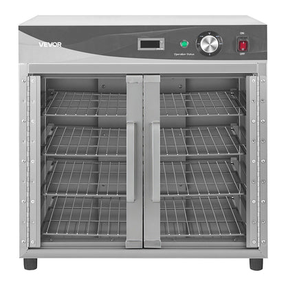 Electric Hot Box Food Warmer, 4-Tier Commercial Warming Cabinet with Water Tray, Glass Door and Adjustable Shelves, Stainless Steel Food Warmer Cabinet, for Restaurant, Kitchen, Pizza, Chicken