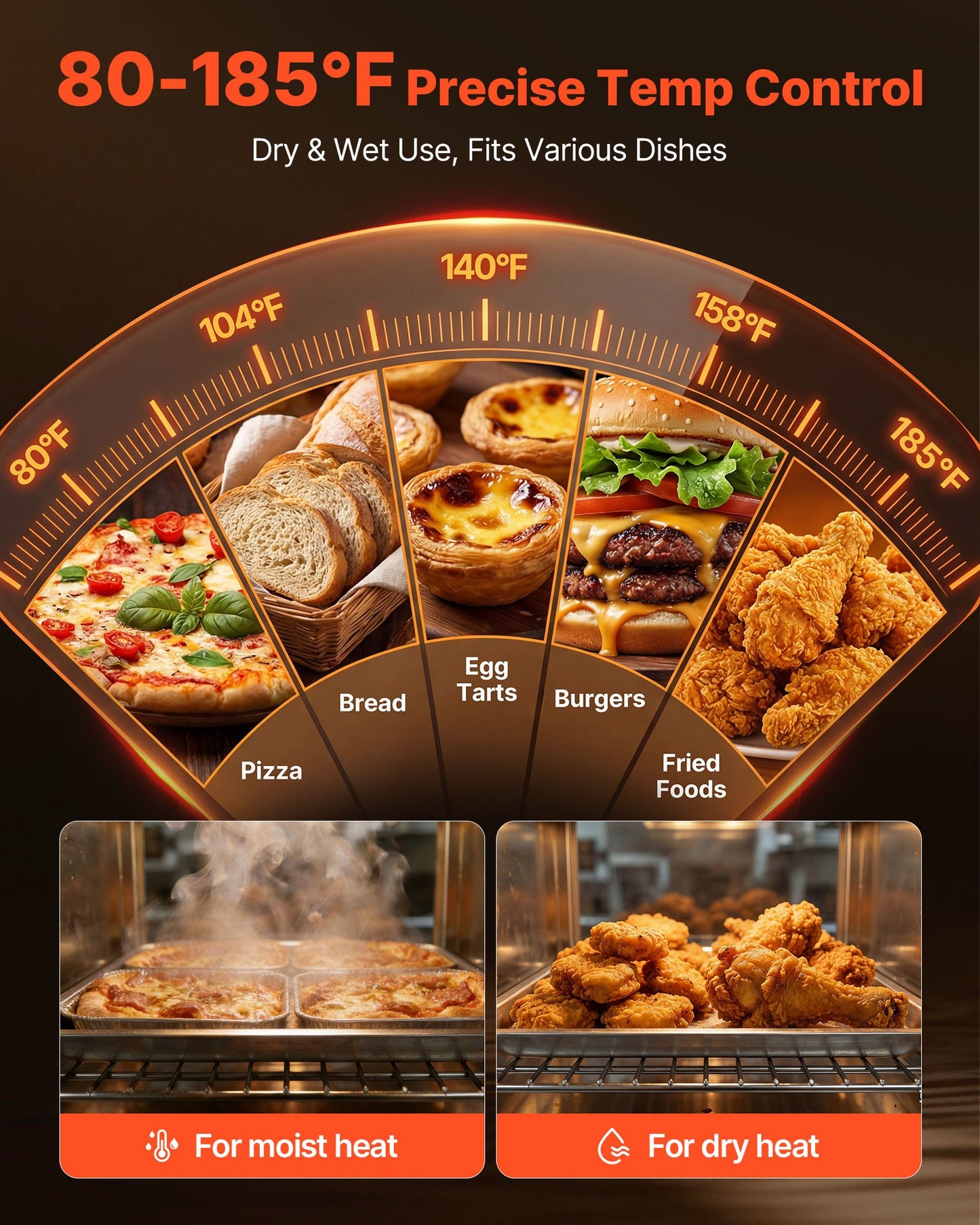 Electric Hot Box Food Warmer, 5-Tier Commercial Warming Cabinet with Water Tray, Single-Door and Adjustable Shelves, Stainless Steel Food Warmer Cabinet, for Restaurant, Kitchen, Pizza, Chicken