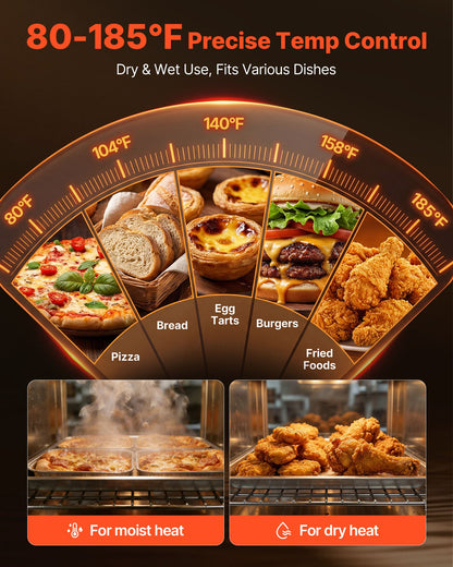 Electric Hot Box Food Warmer, 5-Tier Commercial Warming Cabinet with Water Tray, Single-Door and Adjustable Shelves, Stainless Steel Food Warmer Cabinet, for Restaurant, Kitchen, Pizza, Chicken