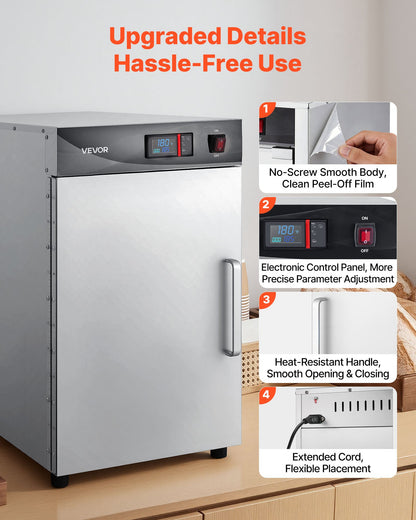 Electric Hot Box Food Warmer, 5-Tier Commercial Warming Cabinet with Water Tray, Single-Door and Adjustable Shelves, Stainless Steel Food Warmer Cabinet, for Restaurant, Kitchen, Pizza, Chicken
