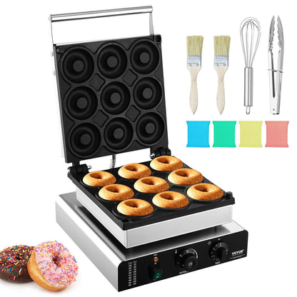2000W Double-Sided Donut Maker, 9 Holes, Non-Stick, for Home & Restaurant Use
