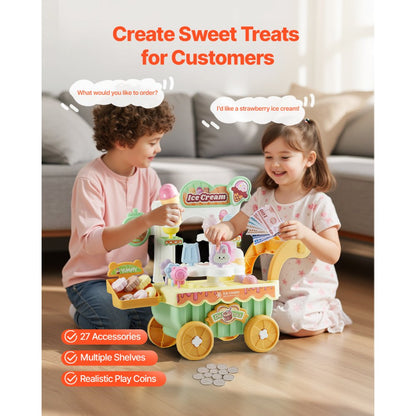 VEVOR Ice Cream Cart for Kids Pretend Play Ice Cream Shop for Kids Aged 3+