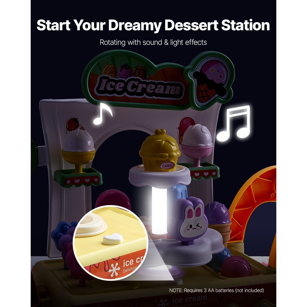 VEVOR Ice Cream Cart for Kids Pretend Play Ice Cream Shop for Kids Aged 3+