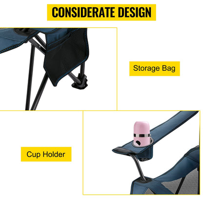 Reclining Folding Camp Chair with Footrest and Mesh, 150 kg Capacity